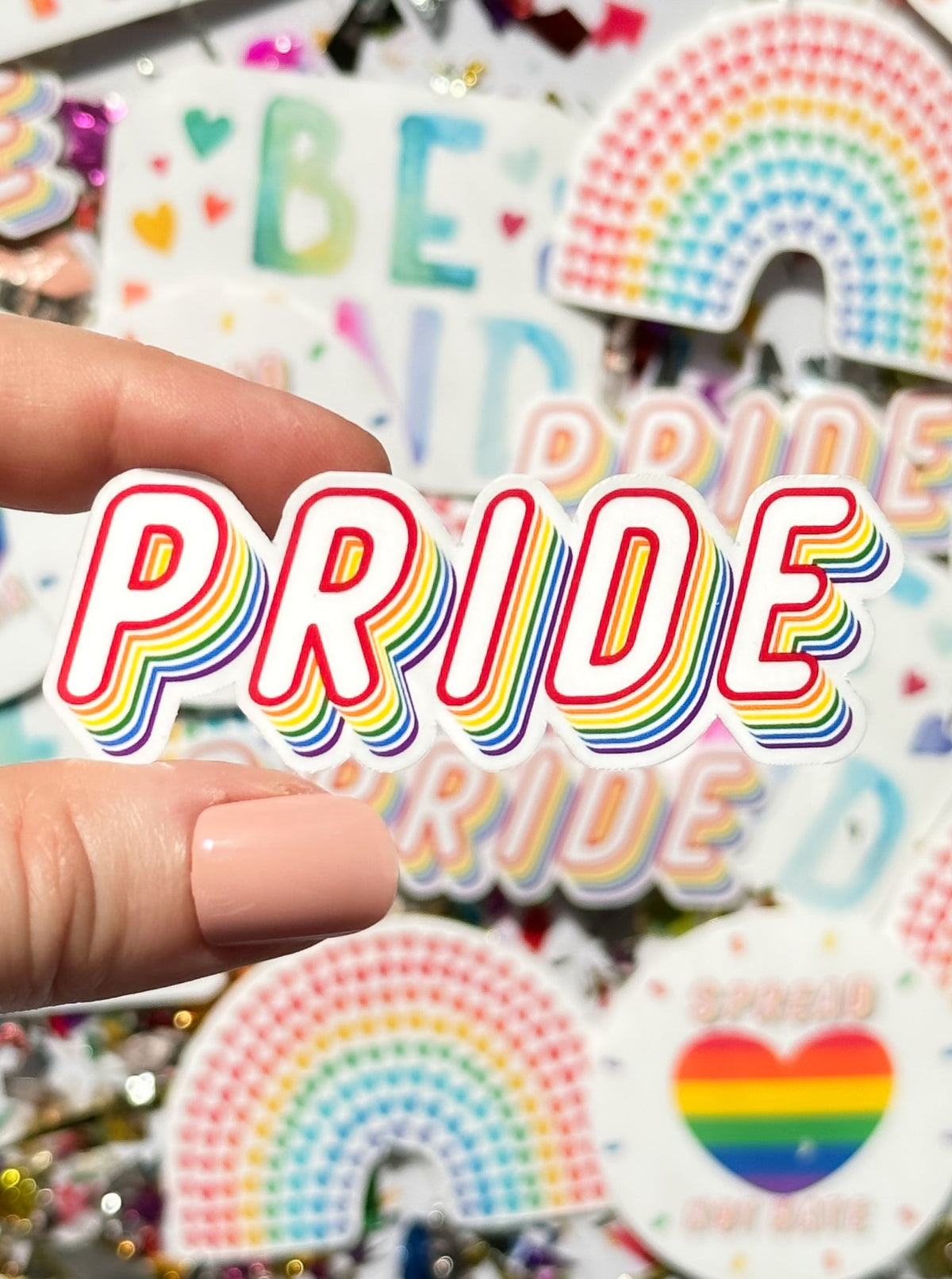 Pride colorful rainbow 3 in vinyl waterproof sticker