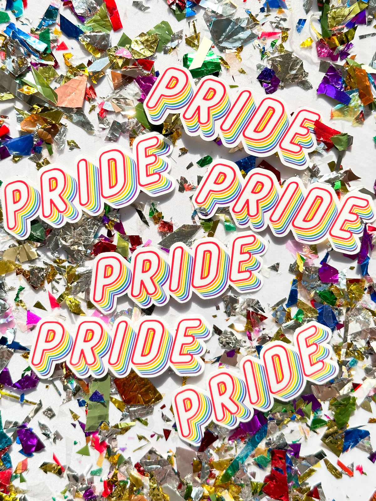collection of PRIDE rainbow LGBTQIA+ vinyl stickers