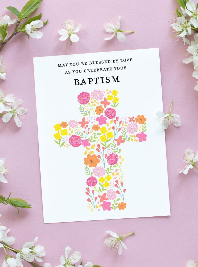 catholic baptism greeting card
