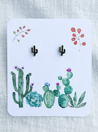 cactus dainty stud earrings cactus plant card