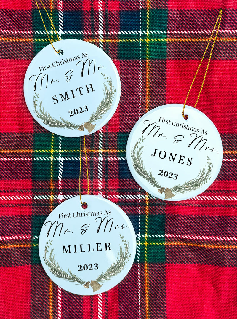 Custom Mr. and Mrs. 1st Christmas Ornament