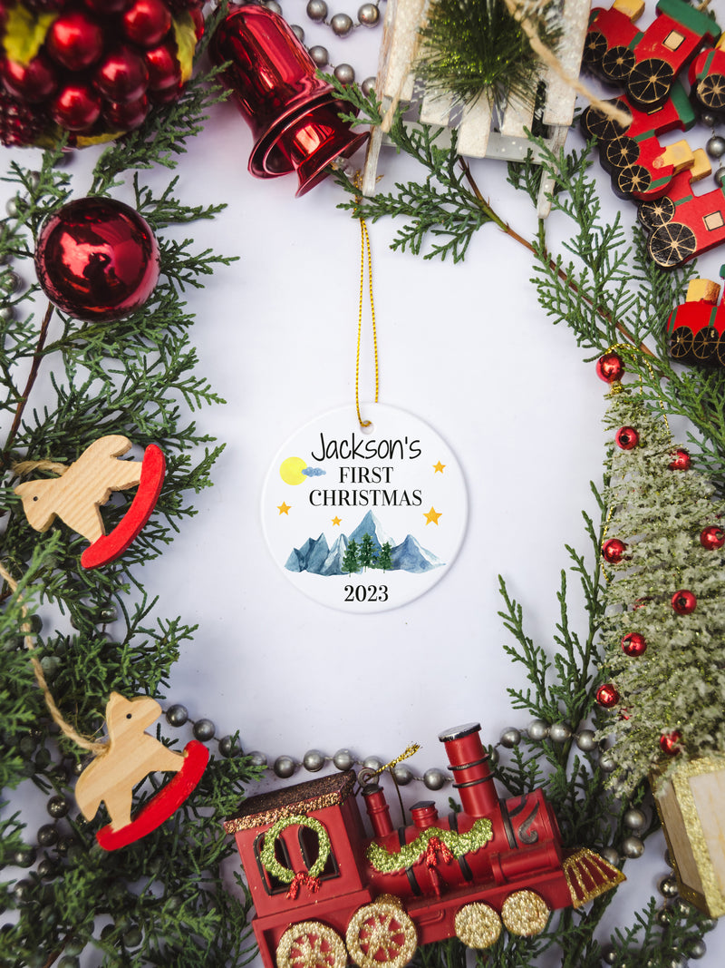 babys first christmas 2023 mountain custom ornament