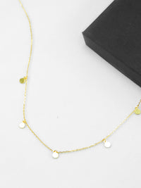 14K gold plated minimalist collar necklace with circle charms