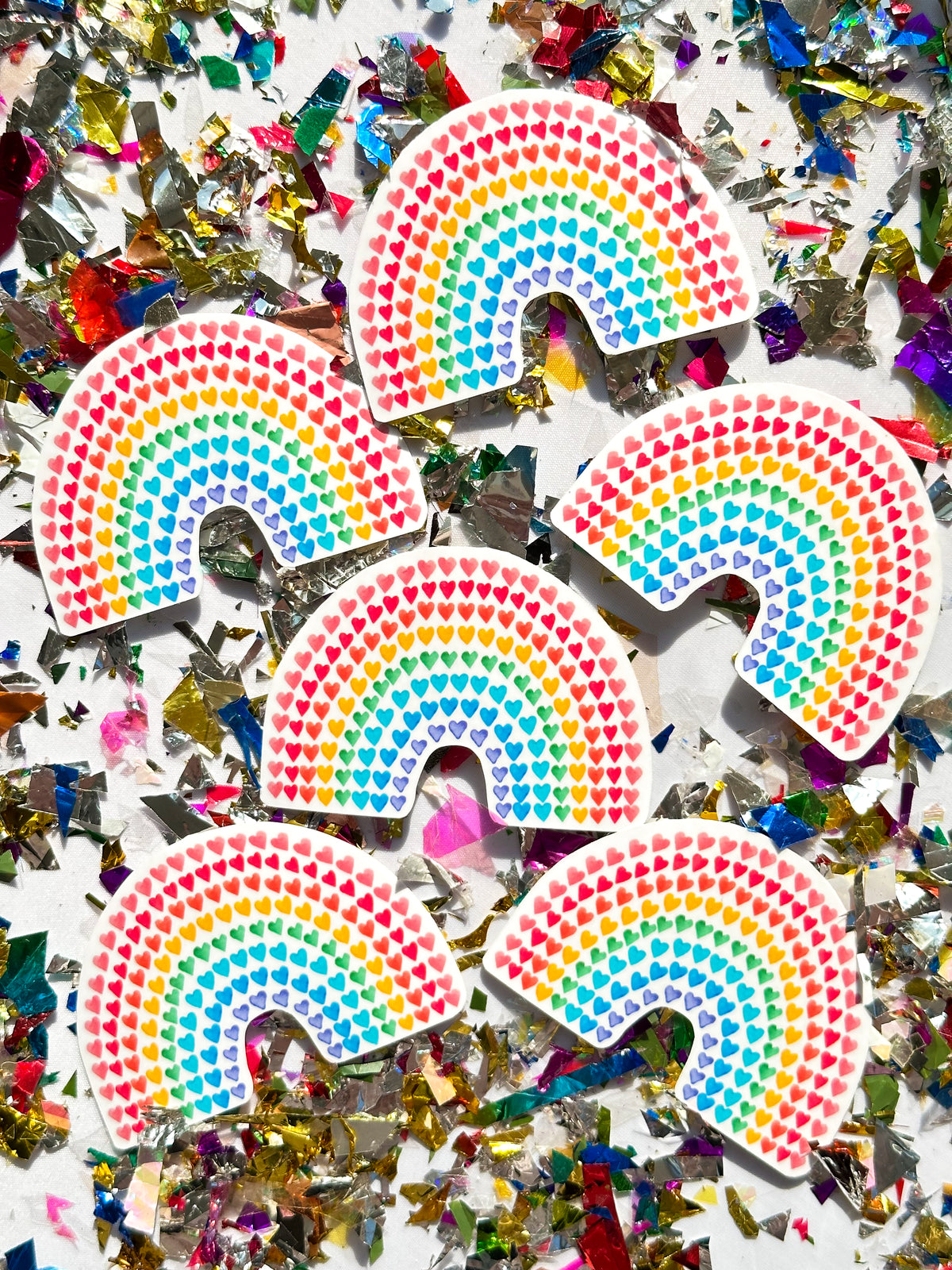 Mini hearts rainbow Pride LGBTQIA+ love and unity sticker