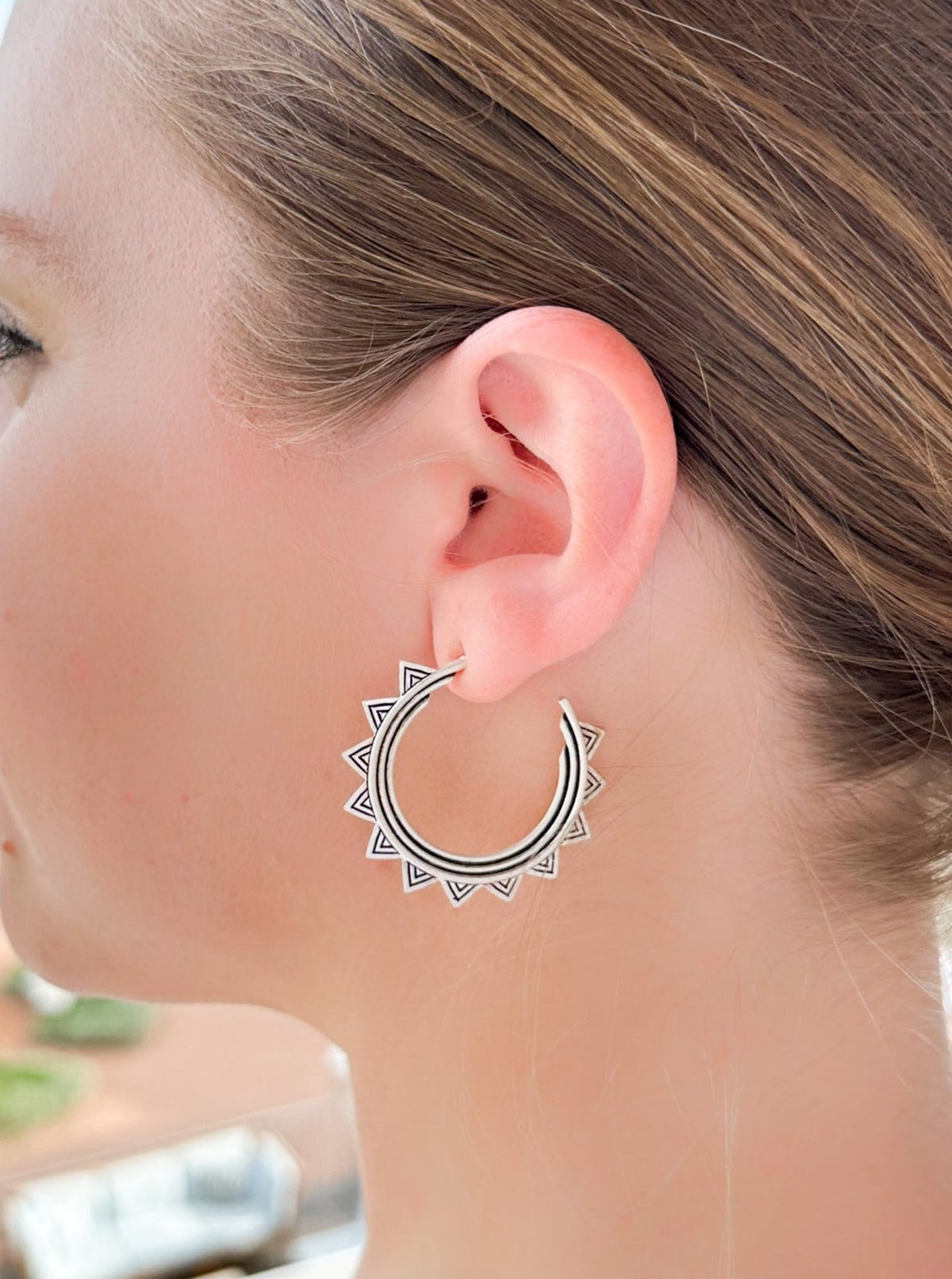 silver sun earrings