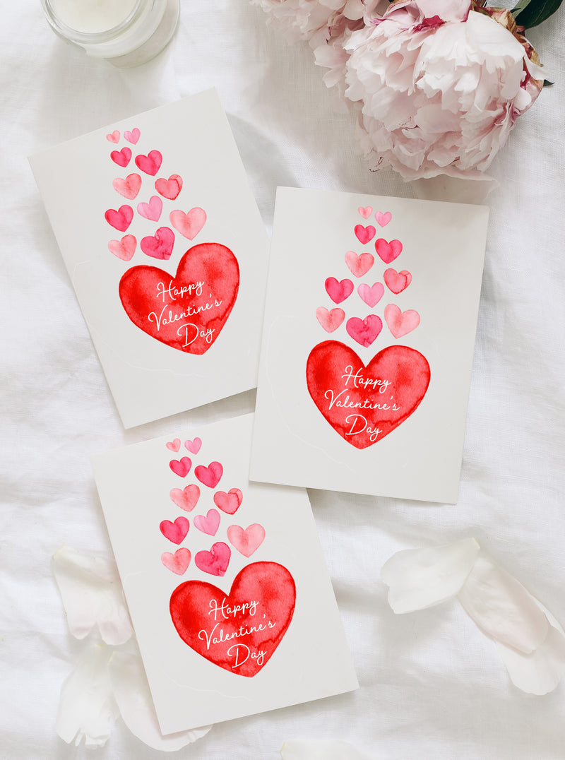 Happy Valentine's Day Hearts Card Set,Galentines Day Card for friend,Happy Valentine's Day Pink Heart Card Set,VDay Card for Her,Made in USA