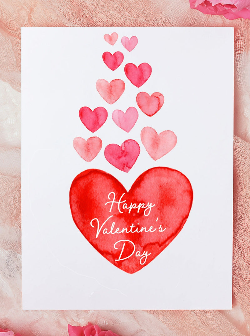 Happy Valentine's Day Hearts Card Set,Galentines Day Card for friend,Happy Valentine's Day Pink Heart Card Set,VDay Card for Her,Made in USA