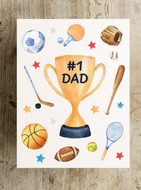 #1 Dad sports fan fathers day greeting card