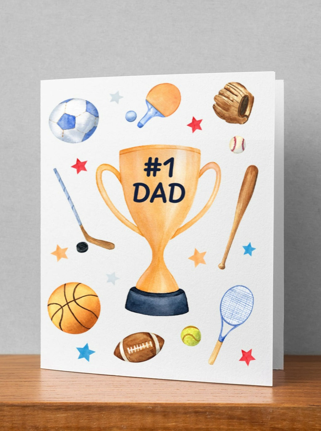 #1 Dad sports fan fathers day greeting card