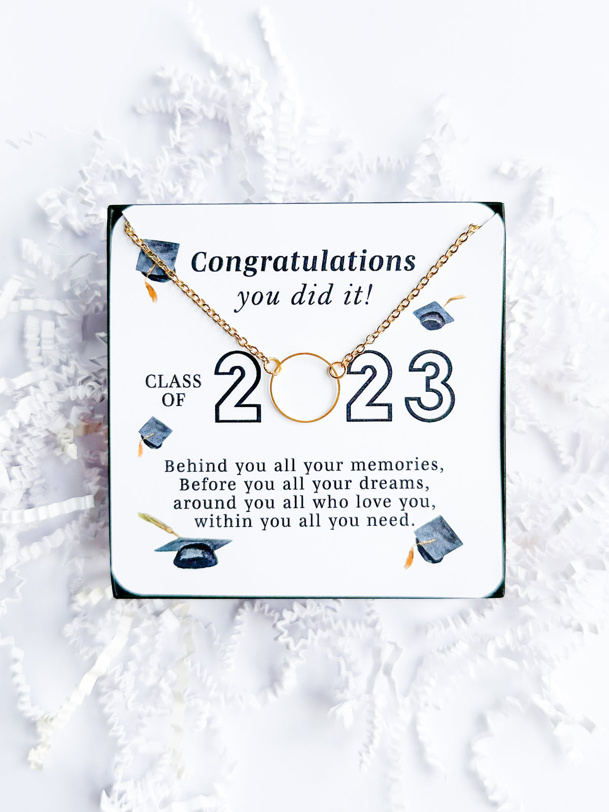 congratulations graduation 14k gold circle necklace