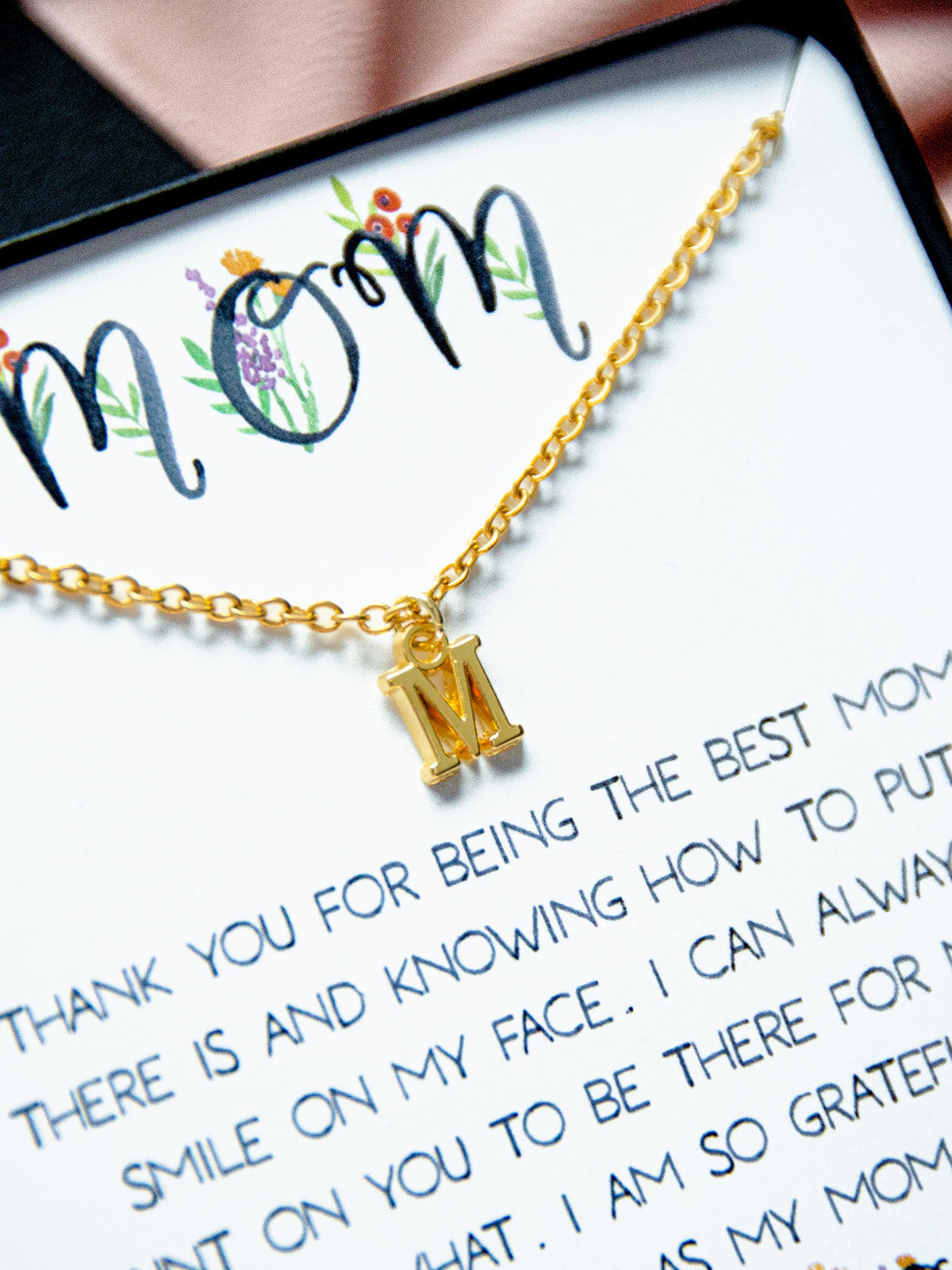 Custom Mother's Day 14K Gold Necklace Gift, Personalized Mother's Day initial necklace,Personalized Mother's Day Jewelry,Custom Gift for Mom