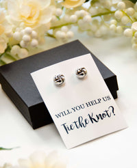 Tie the Knot Earrings Bridesmaid Proposal Gift,Personalized Bridal Party Gift Ideas,Bridesmaid Wedding Jewelry