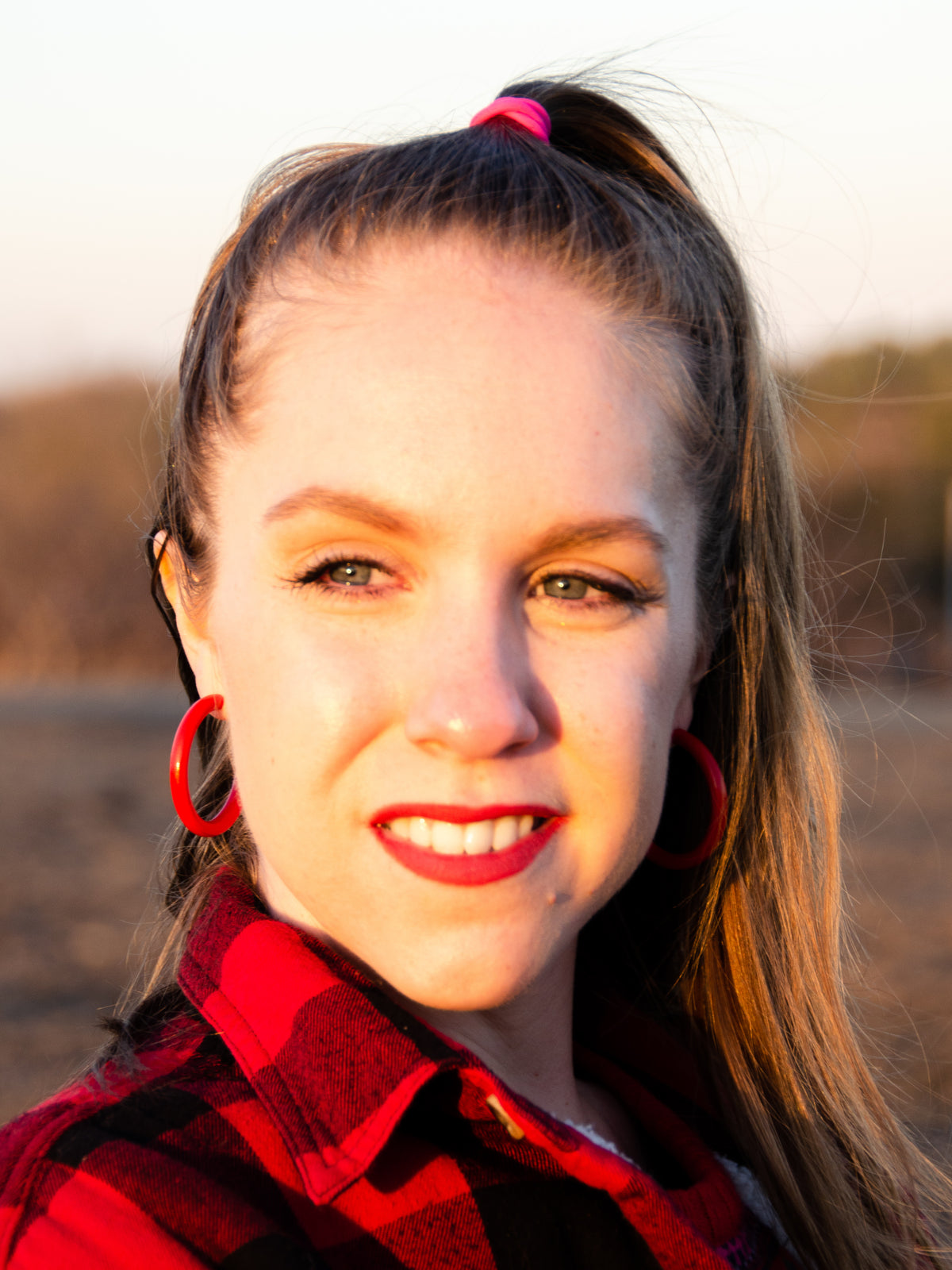 trendy light weight lucite red hoops