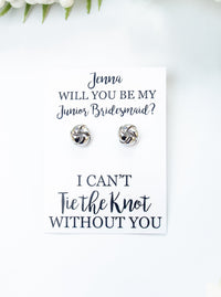 Tie the Knot Earrings Junior Bridesmaid Proposal Gift,Personalized Bridal Party Gift Ideas,Bridesmaid Wedding Jewelry