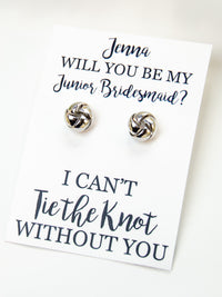 Tie the Knot Earrings Junior Bridesmaid Proposal Gift,Personalized Bridal Party Gift Ideas,Bridesmaid Wedding Jewelry