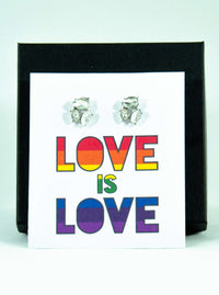 Love is Love Happy Pride Month LGBTQ Jewel Stud Earrings Gift, LGBTQ Pride Jewelry Gifts, Gay Pride Rainbow Earrings