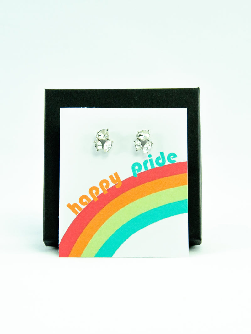 Happy Pride Month LGBTQ Jewel Stud Earrings Gift, LGBTQ Pride Jewelry Gifts, Love is Love, Gay Pride Rainbow Earrings