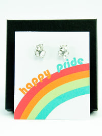 Happy Pride Month LGBTQ Jewel Stud Earrings Gift, LGBTQ Pride Jewelry Gifts, Love is Love, Gay Pride Rainbow Earrings