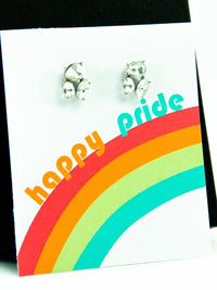 Happy Pride Month LGBTQ Jewel Stud Earrings Gift, LGBTQ Pride Jewelry Gifts, Love is Love, Gay Pride Rainbow Earrings