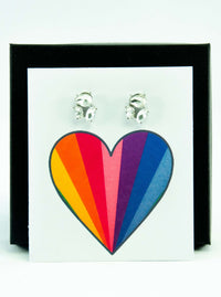 Rainbow Heart Pride LGBTQ+ Jewel Stud Earrings Gift