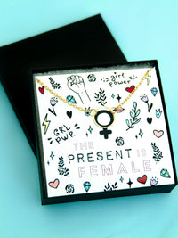 The Present is Female Necklace Gift,Empowered Women Empower Women Gift,Feminist Gift,Girl Power Gift,Best Friend Gift,Necklace Gift for Her