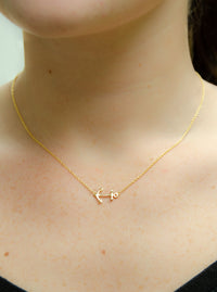 24K Gold Anchor Charm Pendant on Sterling Silver 925 Delicate Chain 