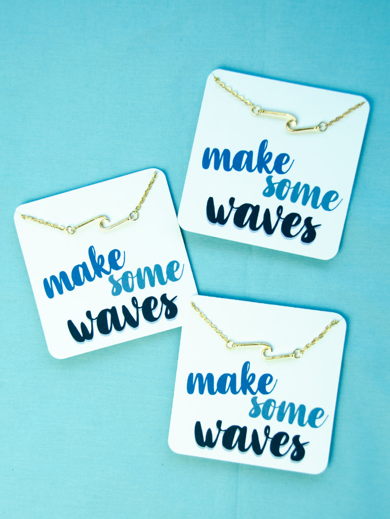 make some waves card with gold wave necklace
