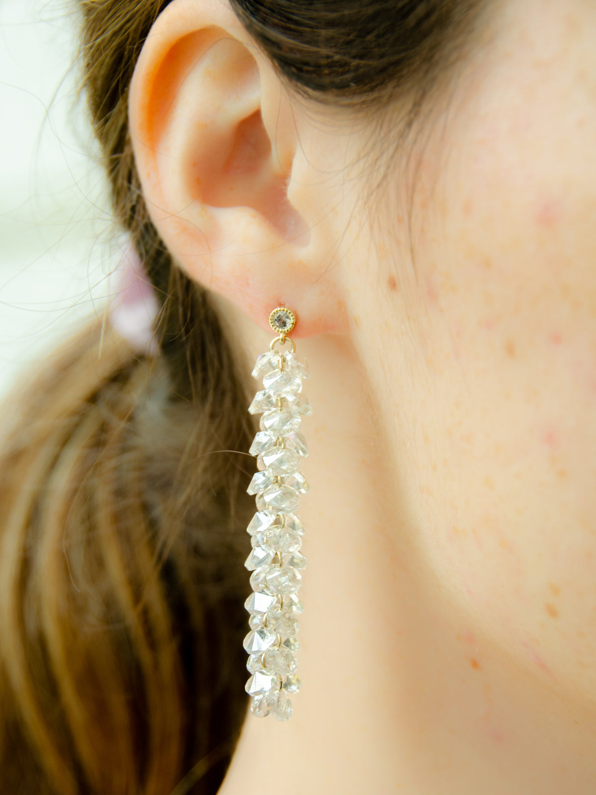clear glass dangle statement drop earrings