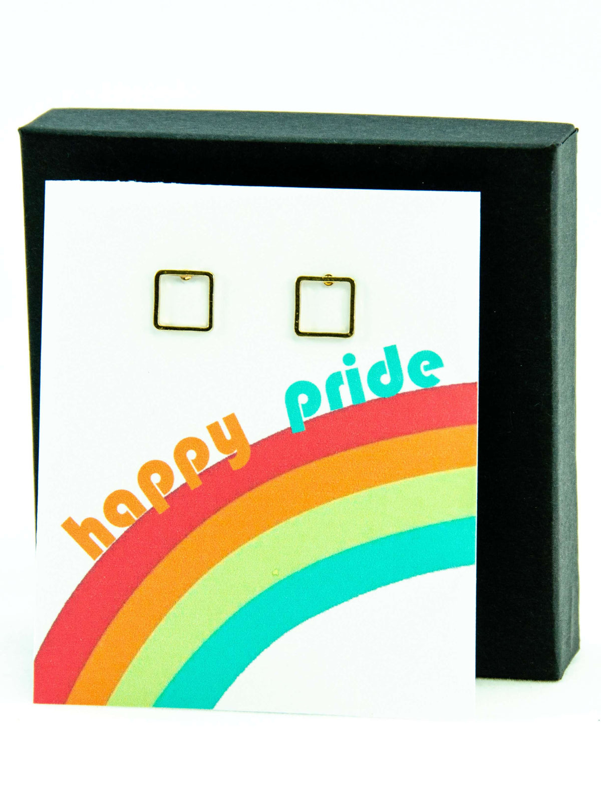 Happy Pride Month LGBTQ Square Stud Earrings Gift, LGBTQ Pride Jewelry Gifts, Love is Love, Gay Pride Rainbow Earrings