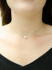 fresh water white pearl sterling silver necklace