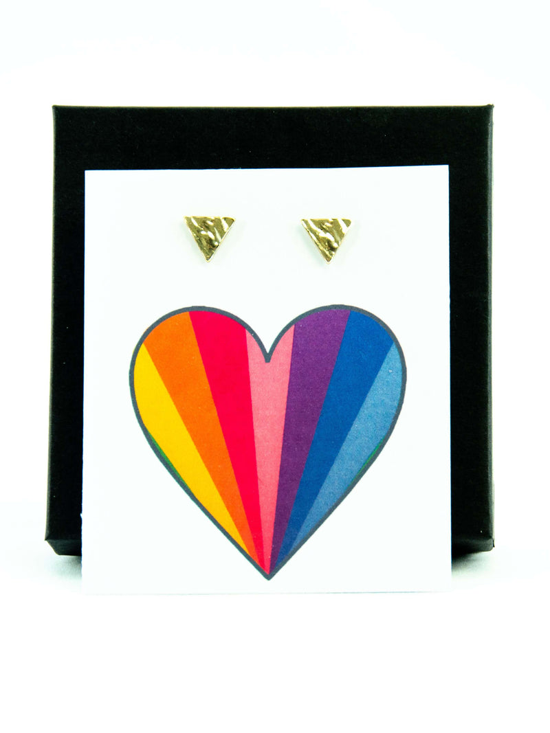 Rainbow Heart LGBTQ+ Pride Triangle Stud Earrings Gift