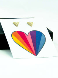 Rainbow Heart LGBTQ+ Pride Triangle Stud Earrings Gift