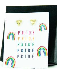Happy Pride Month LGBTQ Traingle Stud Earrings Gift, LGBTQ Pride Jewelry Gifts, Love is Love, Gay Pride Rainbow Earrings