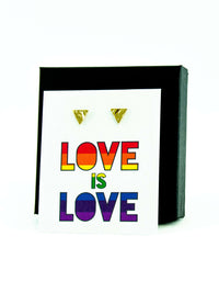 Happy Pride Month LGBTQ Traingle Stud Earrings Gift, LGBTQ Pride Jewelry Gifts, Love is Love, Gay Pride Rainbow Earrings