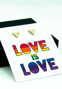 Happy Pride Month LGBTQ Triangle Stud Earrings Gift, LGBTQ Pride Jewelry Gifts, Love is Love, Gay Pride Rainbow Earrings
