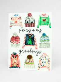Sweater Weather Seasons Greetings Handmade Holiday Card Set,Christmas Ugly Sweater Card,Handmade Holiday Christmas Presents Greeting Card Set