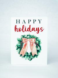 Happy Holidays Wreath Card Set,Holiday Chrismas Wreath Cards,Handmade Holiday Greeting Cards,Holiday Season Greetings Card,Made in USA