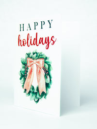 Happy Holidays Wreath Card Set,Holiday Chrismas Wreath Cards,Handmade Holiday Greeting Cards,Holiday Season Greetings Card,Made in USA