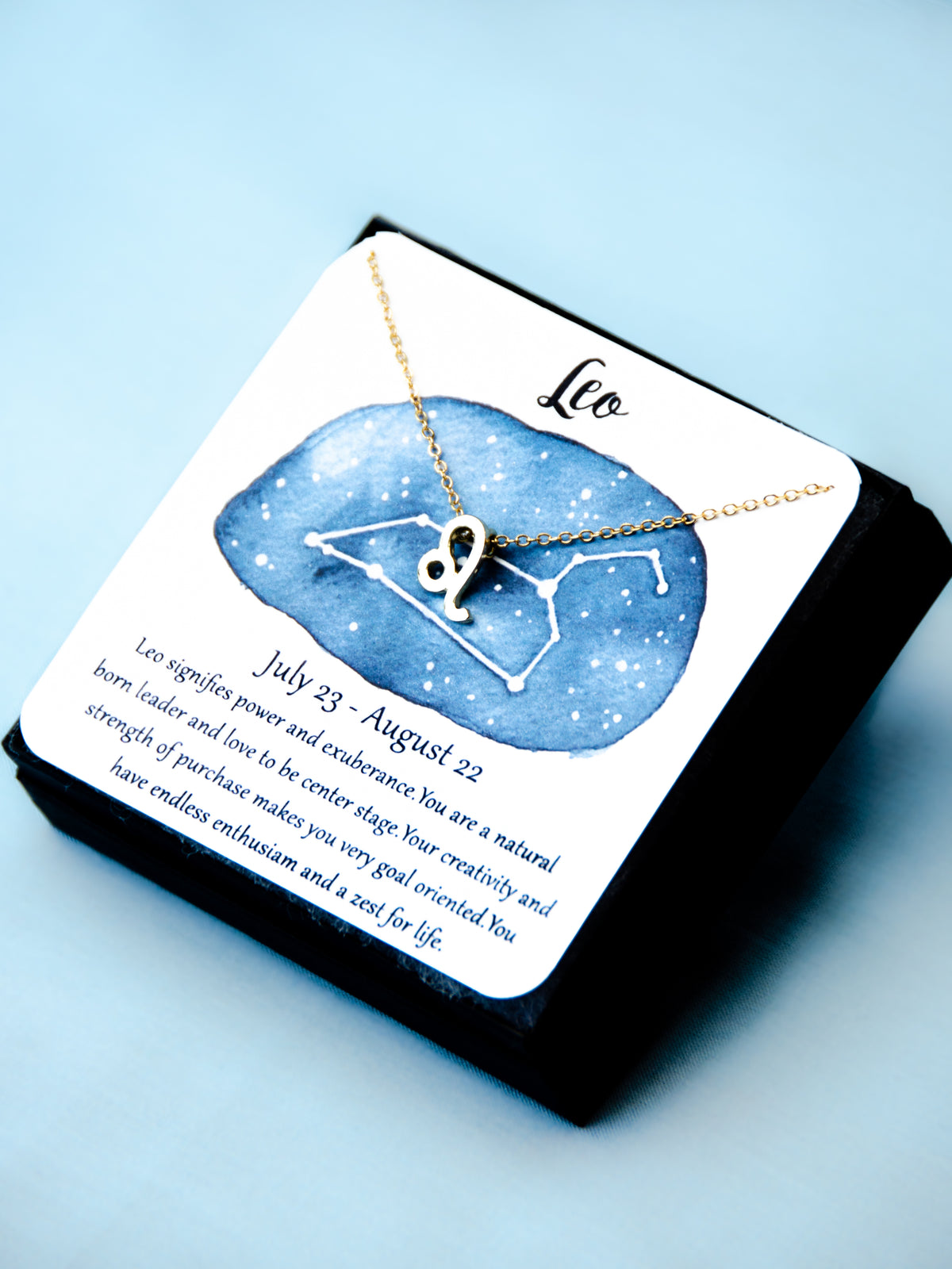 gold leo zodiac astrological charm necklace gift for women
