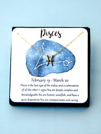 gold pisces zodiac astrological necklace gift for women