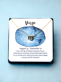 gold virgo zodiac astrological necklace gift for women