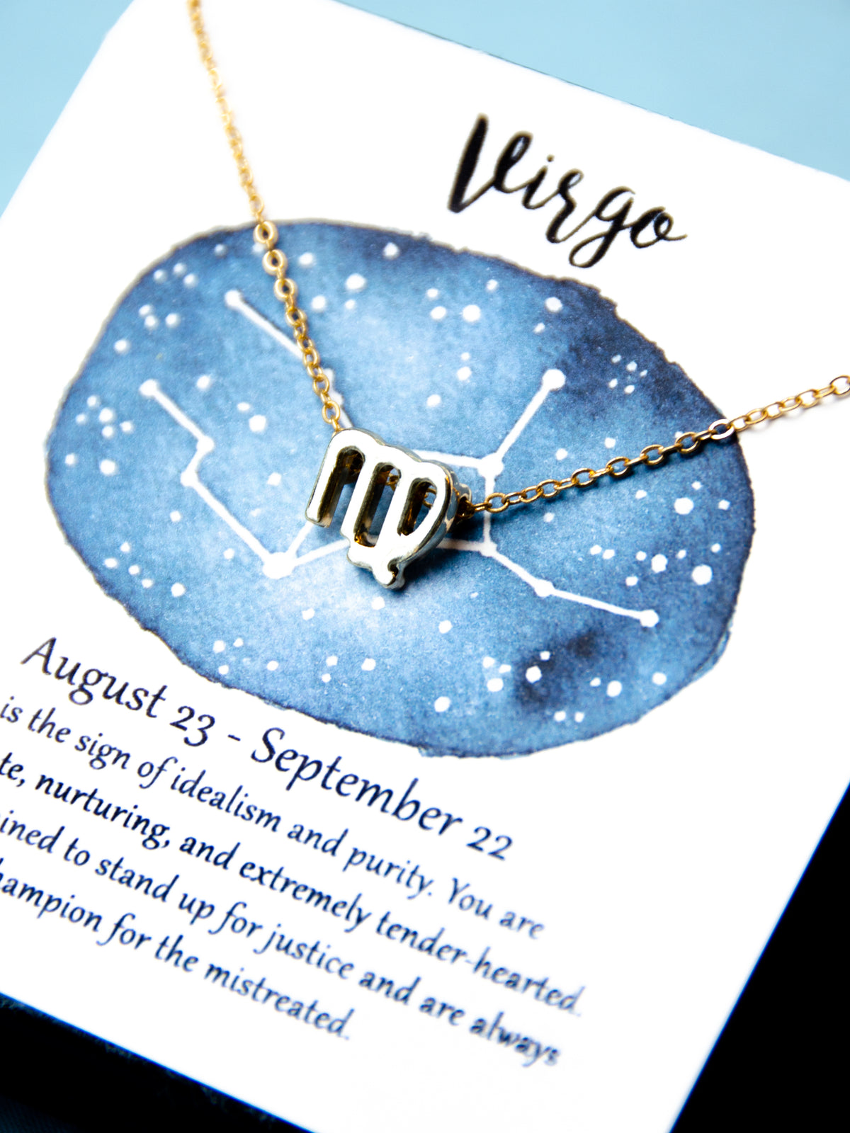 gold virgo zodiac astrological necklace gift for women