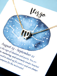 gold virgo zodiac astrological necklace gift for women