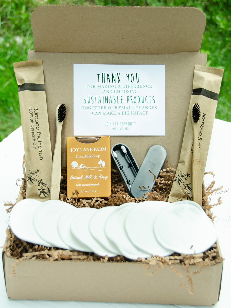 Eco-Friendly 15 Piece Sustainable Self Care Kit Gift Box,Reusable Facial Rounds,Bamboo Toothbrush,Reusable Silicone Swabs,Handmade Soap