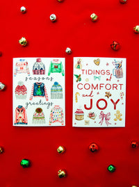 Sweater Weather Seasons Greetings Handmade Holiday Card Set,Christmas Ugly Sweater Card,Handmade Holiday Christmas Presents Greeting Card Set