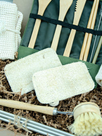 Zero Waste Eco-Friendly 16 Piece Sustainable Kitchen Kit Gift Box,Reusable Bamboo Utensil Set,Reusable Straw Set,Reusable Bags, Eco Sponges