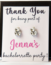 Bachelorette Party Favor Thank You Gift, Personalized Bachelorette Party Gift Ideas, Bridesmaid Jewelry Gift, Custom Bridal Jewel Earrings