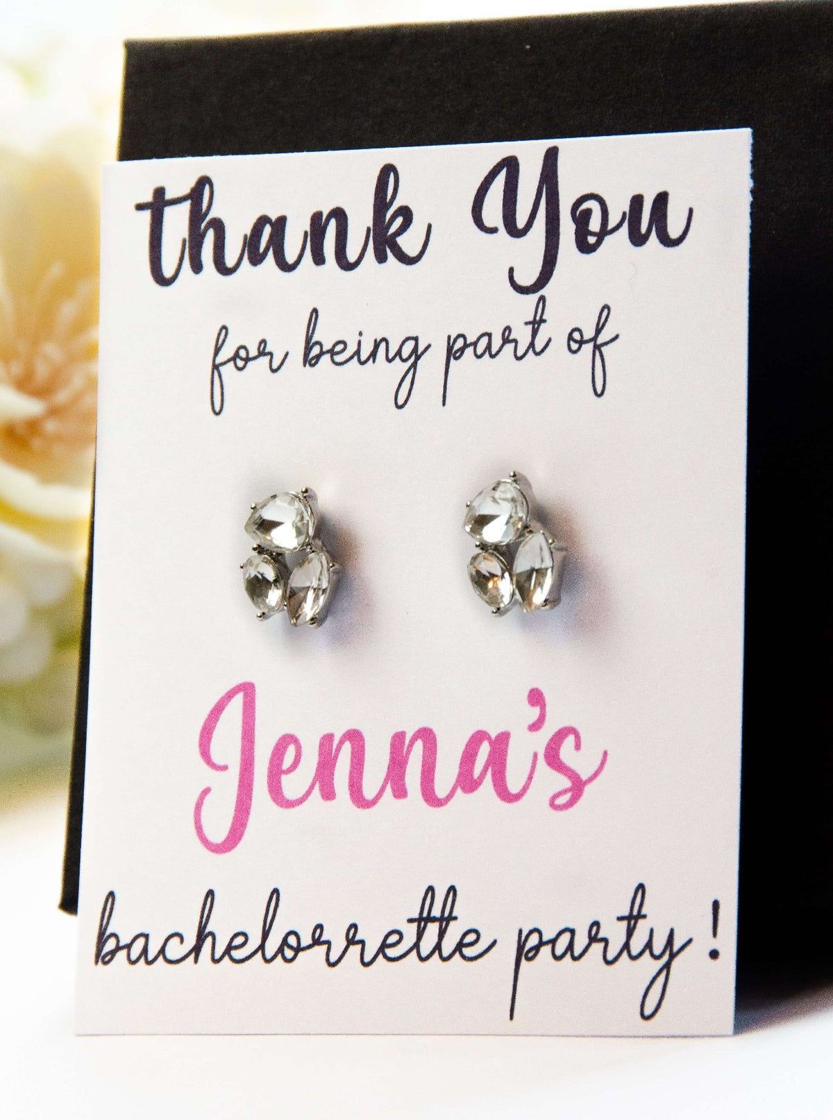 Bachelorette Party Favor Thank You Gift, Personalized Bachelorette Party Gift Ideas, Bridesmaid Jewelry Gift, Custom Bridal Jewel Earrings