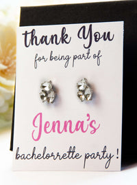 Bachelorette Party Favor Thank You Gift, Personalized Bachelorette Party Gift Ideas, Bridesmaid Jewelry Gift, Custom Bridal Jewel Earrings