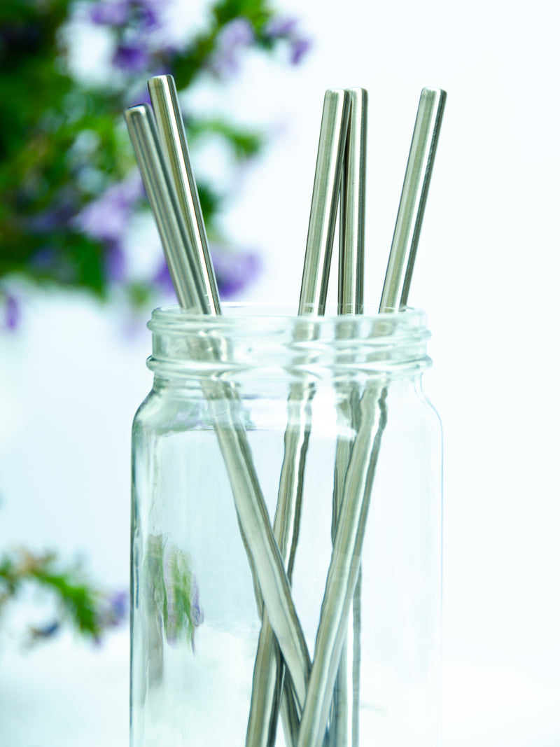 5 Pack Stainless Steel Straw Set, reusable straws, eco-friendly kitchen, sustainable straw set, zero waste straws